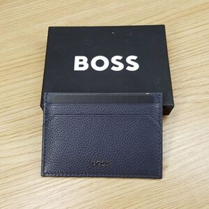 HUGO BOSS Mens Wallet Blue Leather Card Holder Logo HIGHWAY CARD CASE $90